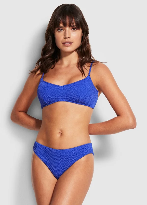 High-waisted swim pants for women with adjustable waistband for a custom fit -Sea Dive Bralette - Cobalt