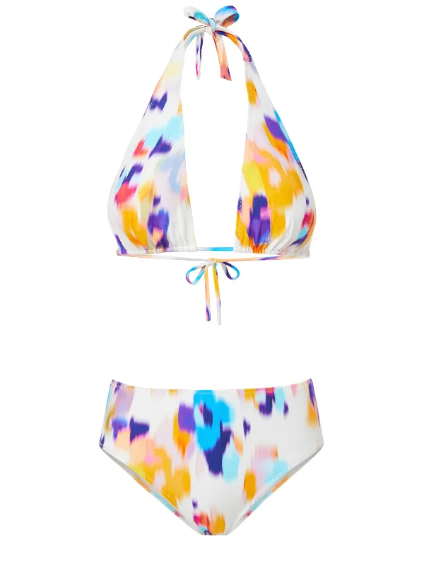 Tropical swim sets with vibrant leaf prints -Allison Top + Classic Midrise Bottom in Floral Ikat