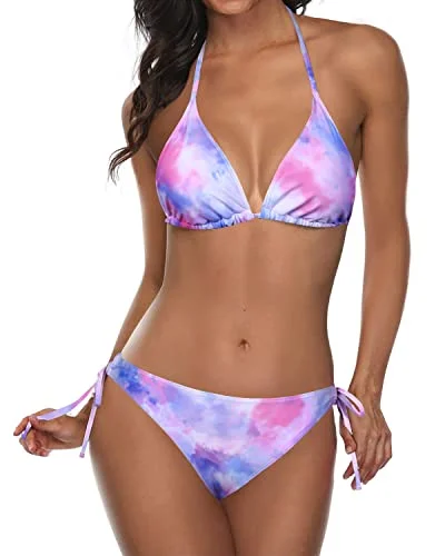 Durable swim sets with UV protection fabric -Removable Push Up Enhancement Padding 2 Piece Bikini Sets-Color Tie Dye