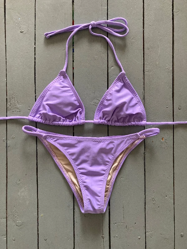 Affordable tankini swim sets for family trips -Lavender Triangle Bikini Top