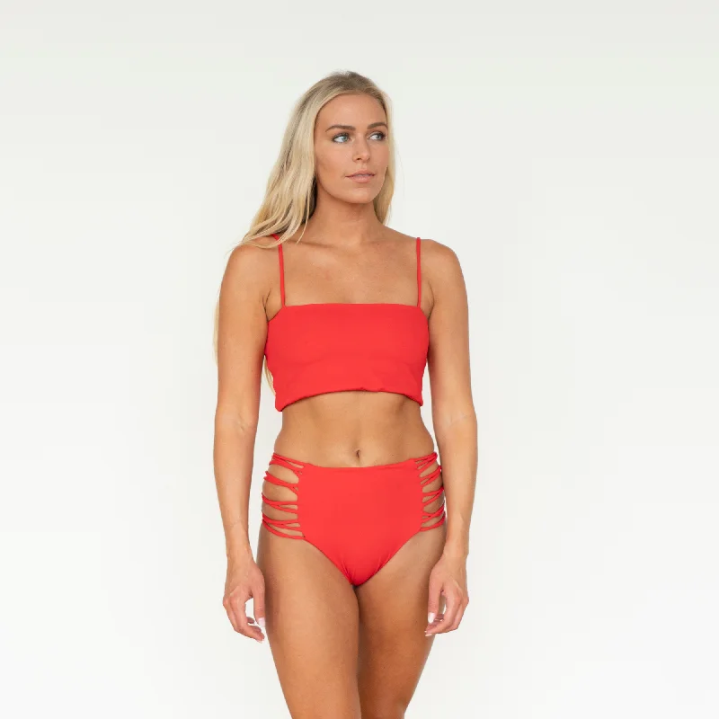 Adjustable high-neck swim tops for perfect fit -Bondi Red Bikini Top