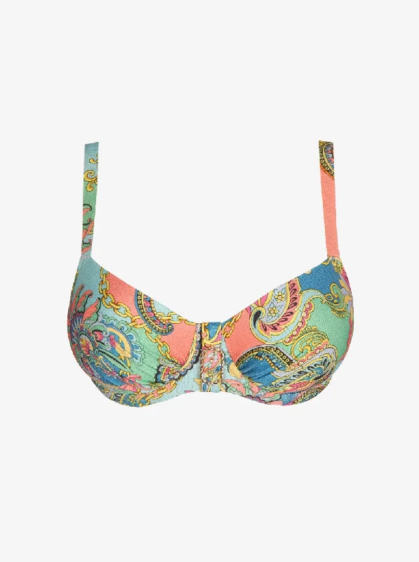 Colorful bikini for women with bright hues and playful, vibrant patterns for summer -Celaya B-H Balcony Bikini Top