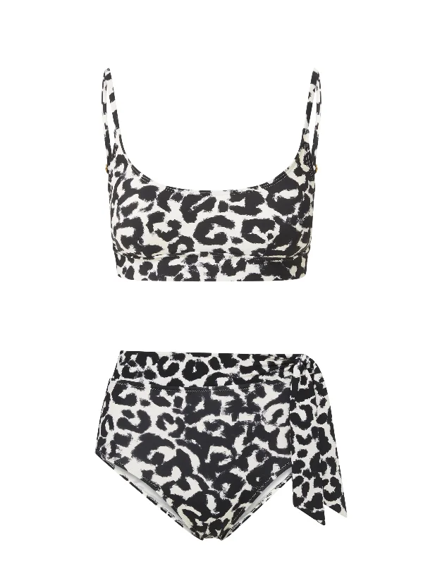 Supportive tankini swim sets for active pool days -Erika Top + Side Tie High Waist Bottom in Mia Leopard