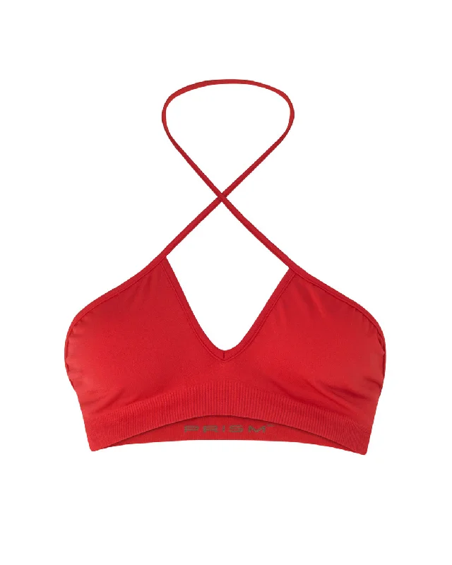 Elegant bikini for women with metallic accents and sophisticated detailing for luxury beachwear -BUOYANT Bikini Bra Top | Bright Red