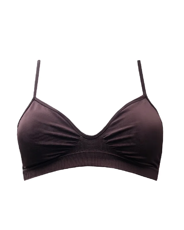 High-rise bikini for women with tummy control and a flattering, retro silhouette -LIBERATED Bikini Bra Top | Chocolate Brown