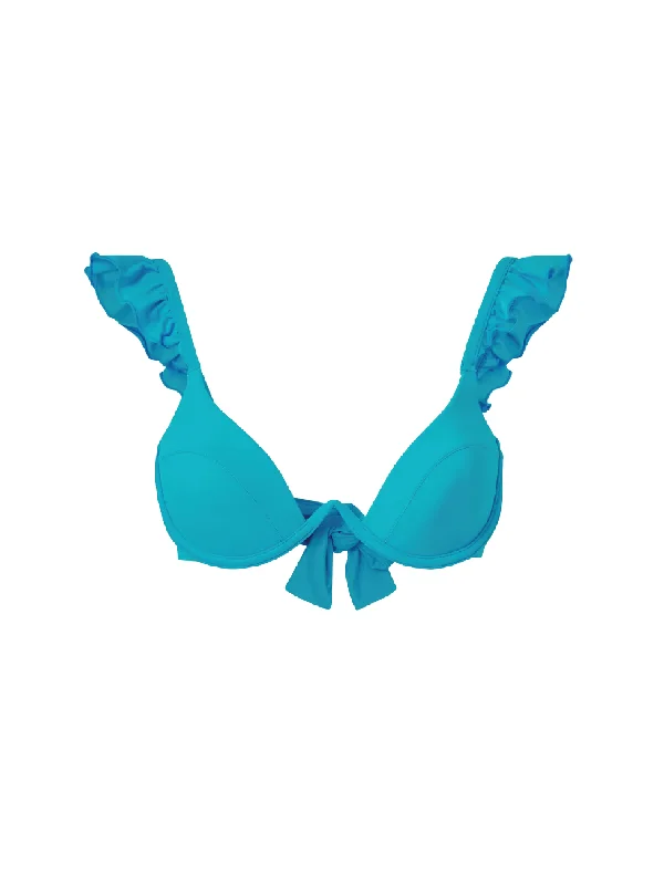 Lightweight swim tops for quick-drying swim comfort -The Ruffle Bra - Electric Blue