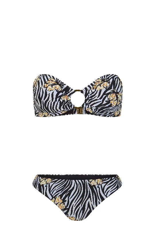 Cute halter swim tops for youthful charm -Golden Zebra Bandeau Bikini Top