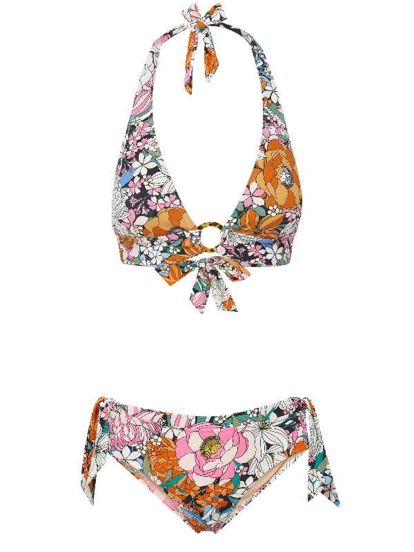 Designer swim sets for luxury swimwear elegance -Erin Top + Side Tie High Waist Bottom in Tropical Garden