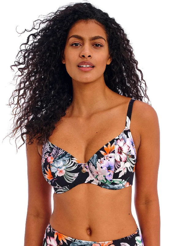 Colorful bikini for women with gradient hues for a unique and eye-catching look -Kamala Bay Underwire Plunge Bikini Top In Midnight