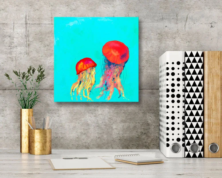 Striped One-Pieces for Style -Swimming Jellyfish Canvas Wall Art