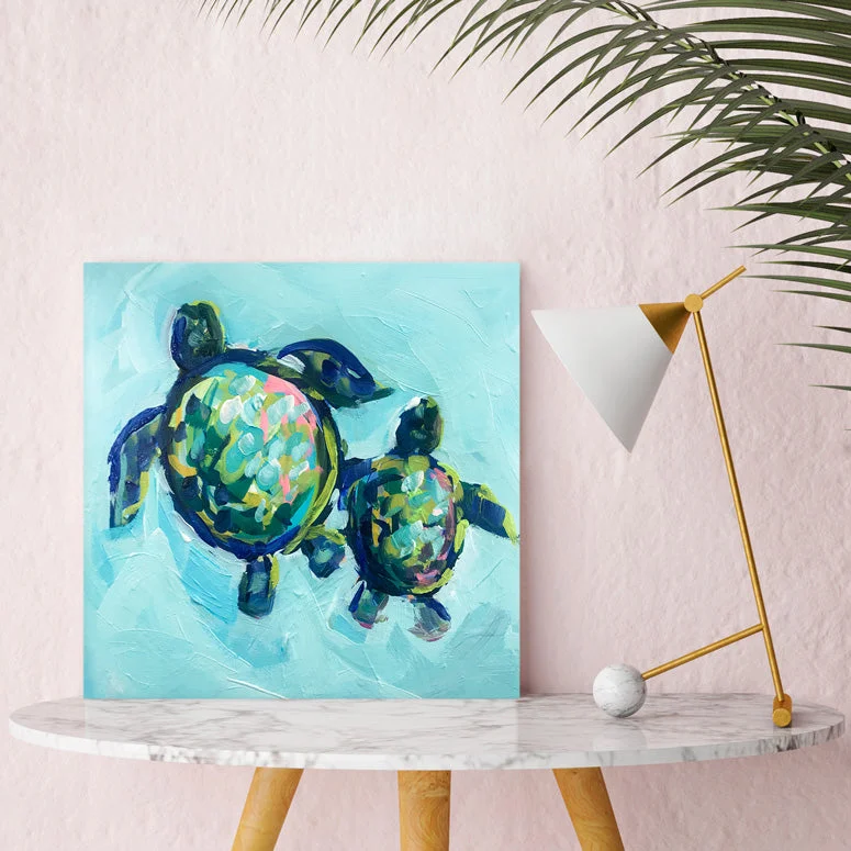 Black One-Pieces for Versatile -Two Turtles Swimming Canvas Wall Art