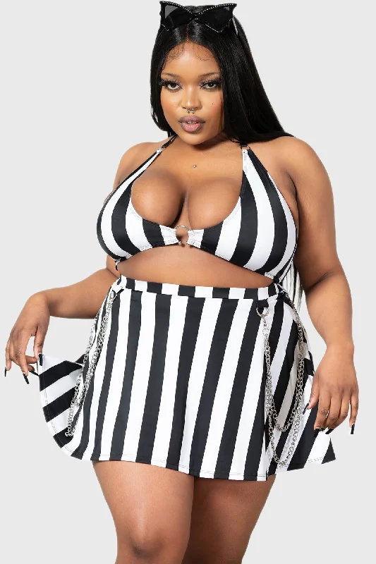 Striped One-Pieces for Style -Pantha's Prowl Swim Skirt [PLUS]