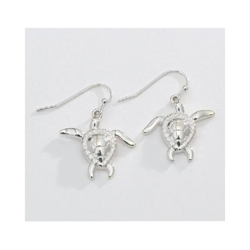 Vintage One-Pieces for Nostalgia -Periwinkle by Barlow : Swimming Silver Turtles  - Earrings