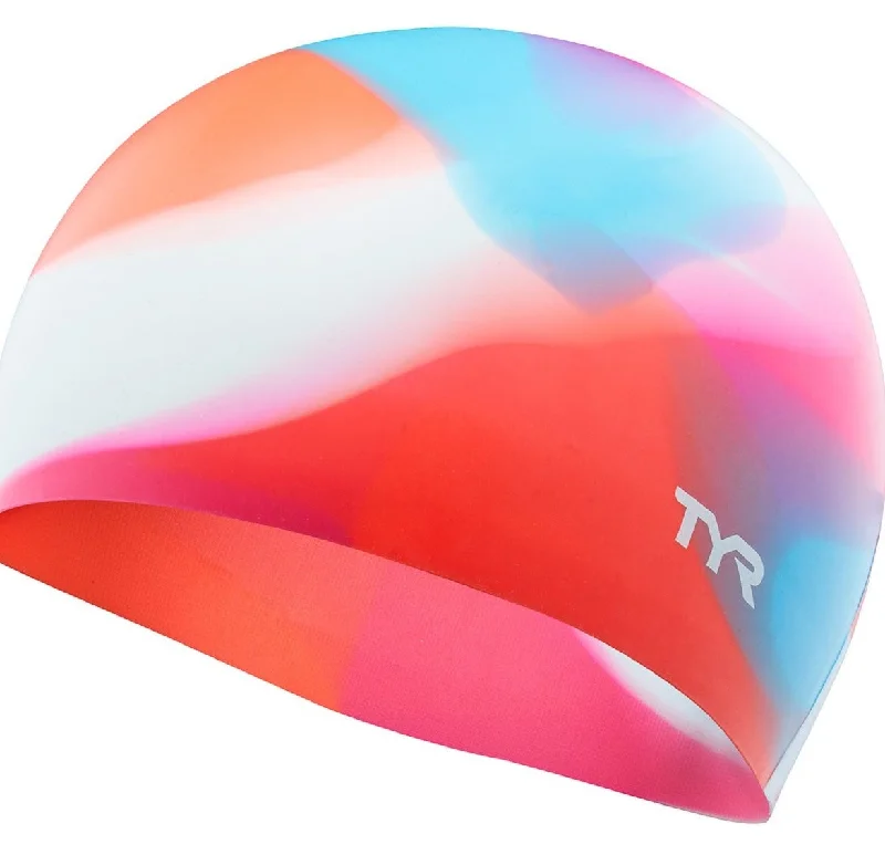 Punk One-Pieces with Spikes -TYR Tie Dye Silicone Youth Swim Cap