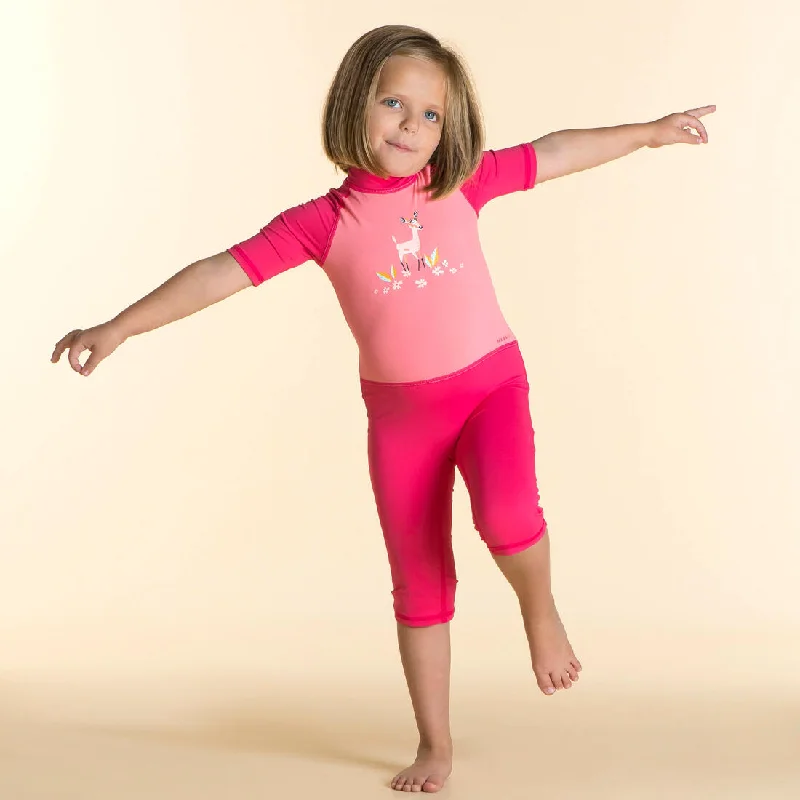 Running One-Pieces for Exercise -Baby / Kids' Swimming Short Sleeve UV-Protection Suit Print