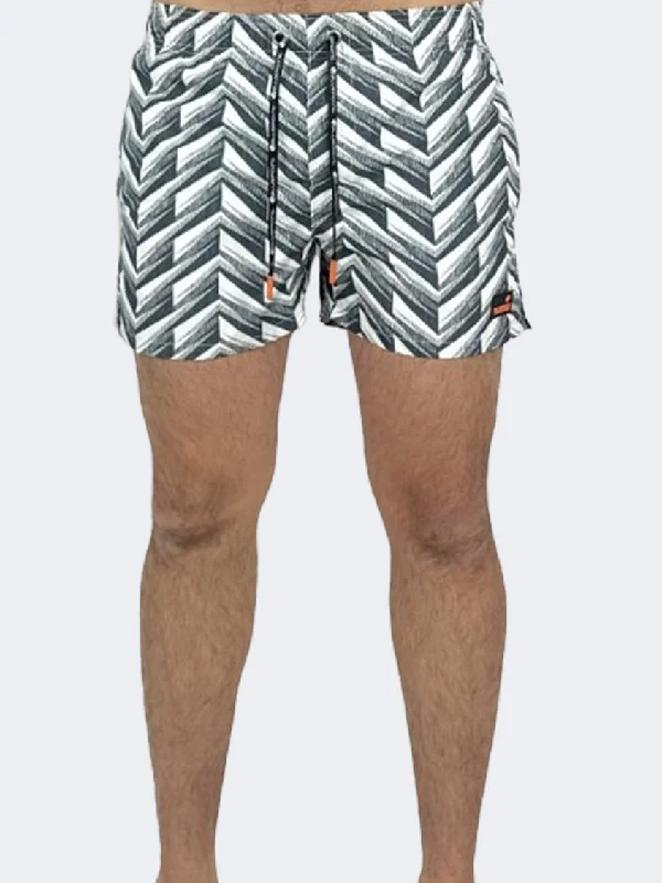 Running One-Pieces for Exercise -Blue Point Smoke Screen Men Beach Swim Short White