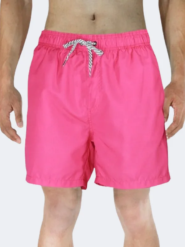 Cotton One-Pieces for Comfort -Islandhaze Barbados Men Beach Swim Short Fuschia