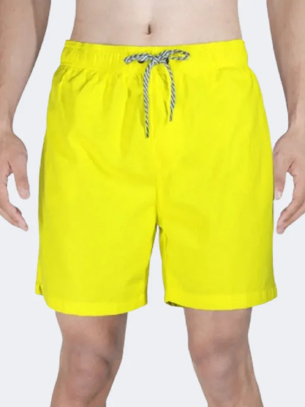 Satin One-Pieces for Shiny -Islandhaze Barbados Men Beach Swim Short Lemon