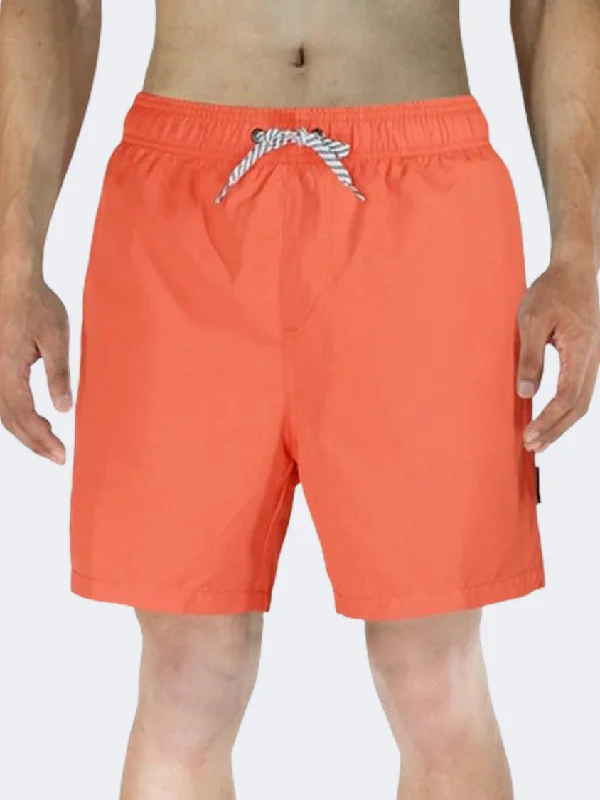 Linen One-Pieces for Breathable -Islandhaze Barbados Men Beach Swim Short Mandarin Orange