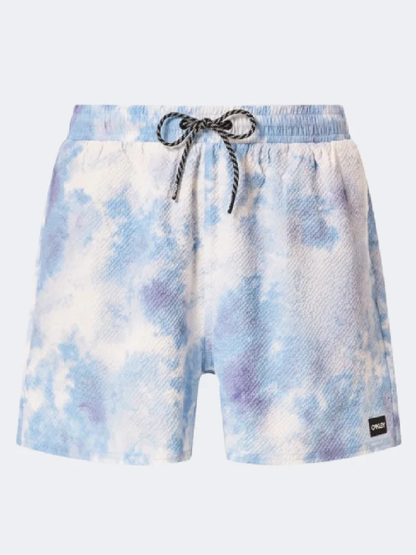 Printed One-Pieces with Patterns -Oakley Deco Plmsrc Men Beach Swim Short Clouds Light Blue