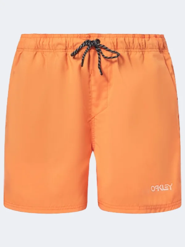 Floral One-Pieces with Petals -Oakley Volley 16 Inch Men Beach Swim Short Soft Orange