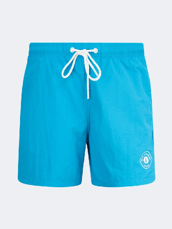 Blue One-Pieces for Classic -Oil And Gaz Confortable Men Beach Swim Short Light Blue