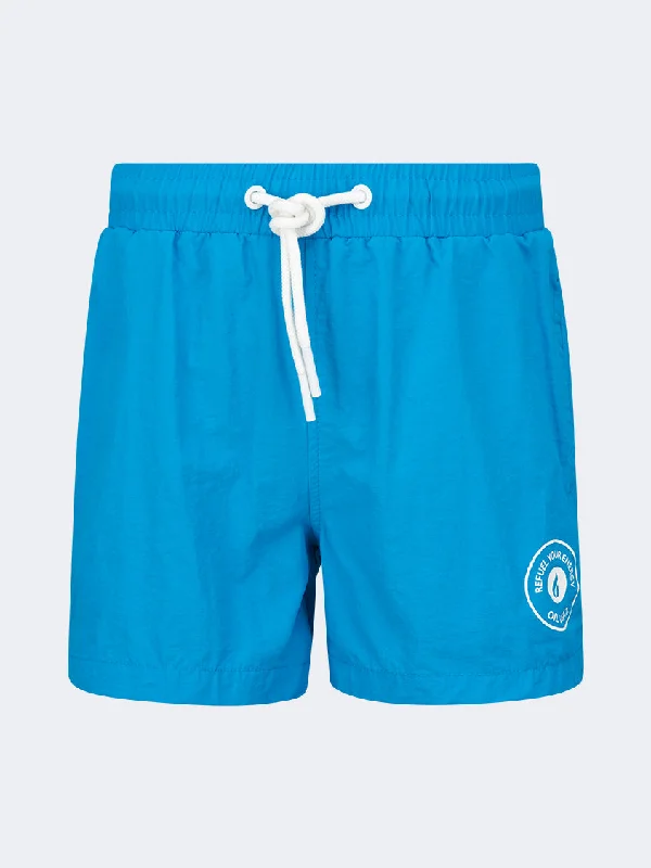 Yellow One-Pieces for Bright -Oil And Gaz Plain Kids-Boys Swim Short Light Blue