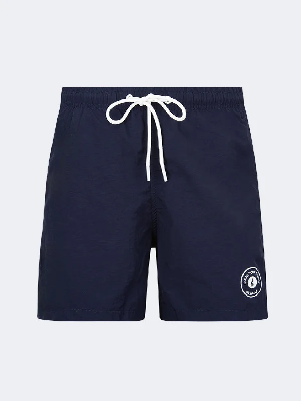 One-Shoulder One-Pieces for Trend -Oil And Gaz Quick Drying Men Swim Short Navy