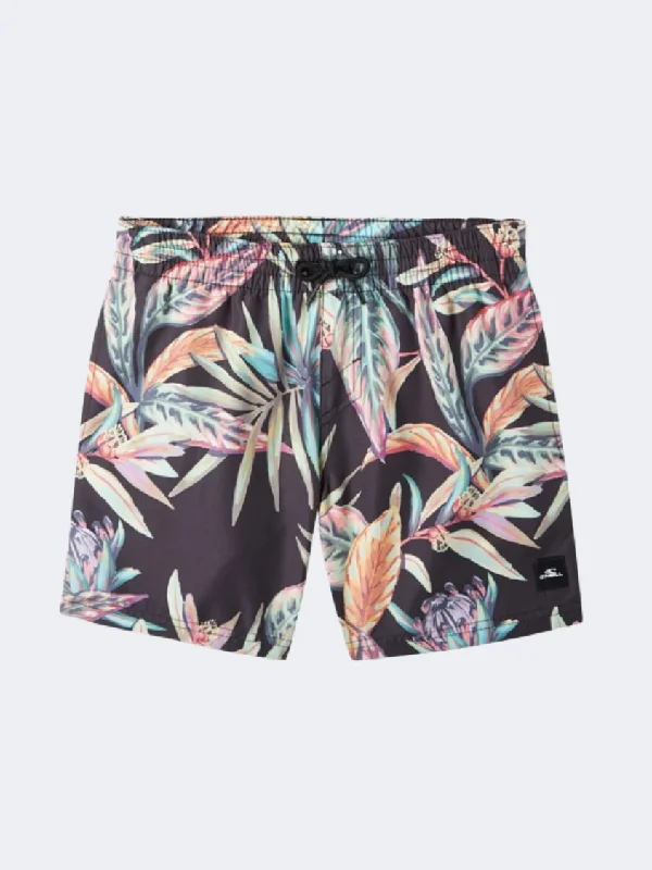 Vintage One-Pieces for Nostalgia -ONeill Cali Print 13 Inch Boys Beach Swim Short Black/Flower