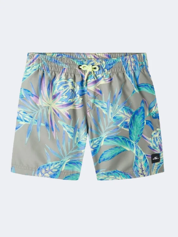 Retro One-Pieces for Throwback -ONeill Cali Print 13 Inch Boys Beach Swim Short Green Flower