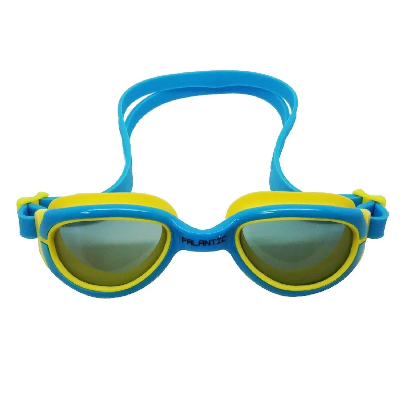 Animal Print One-Pieces for Fun -Palantic Jr. Silicone Swim Goggles w/ UV Tinted Lenses, Blue/Yellow