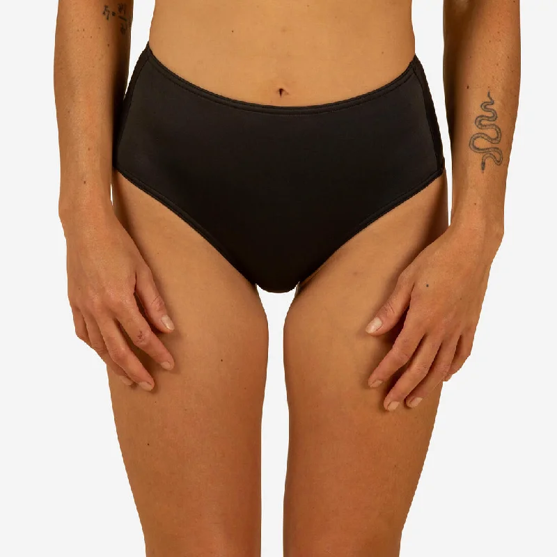 Yoga One-Pieces for Flexibility -Romi Women's High-Waisted Surfing Swimsuit Bottoms - Black