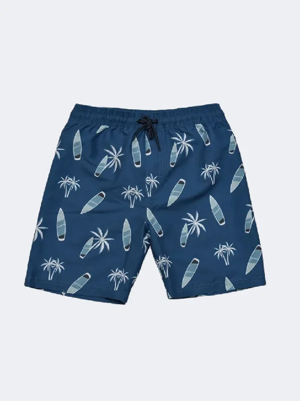 Tie-Up One-Pieces for Detail -Stamion Bermuda Boats Boys Beach Swim Short Blue