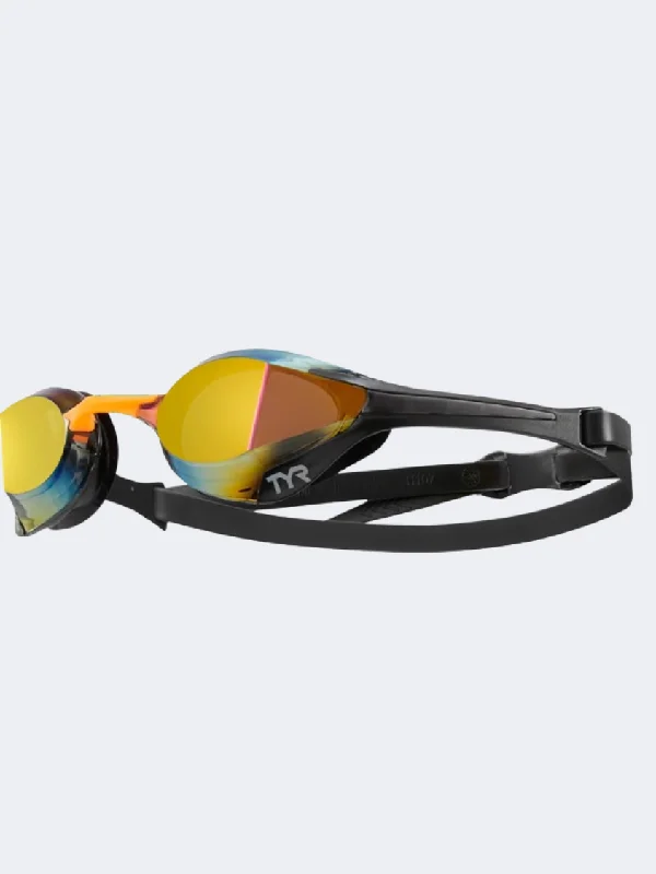 Adjustable One-Pieces for Fit -Tyr Tracer X Elite Mirror Unisex Swim Goggles Gold/Orange