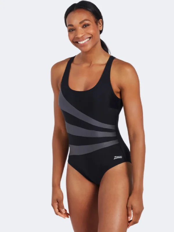 Retro One-Pieces for Throwback -Zoggs Sandon Scoopback Women Swim Monokini Black