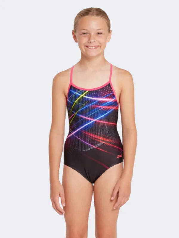 Punk One-Pieces with Spikes -Zoggs Sprintback Girls Swim Monokini Laserbeam/Multicolor