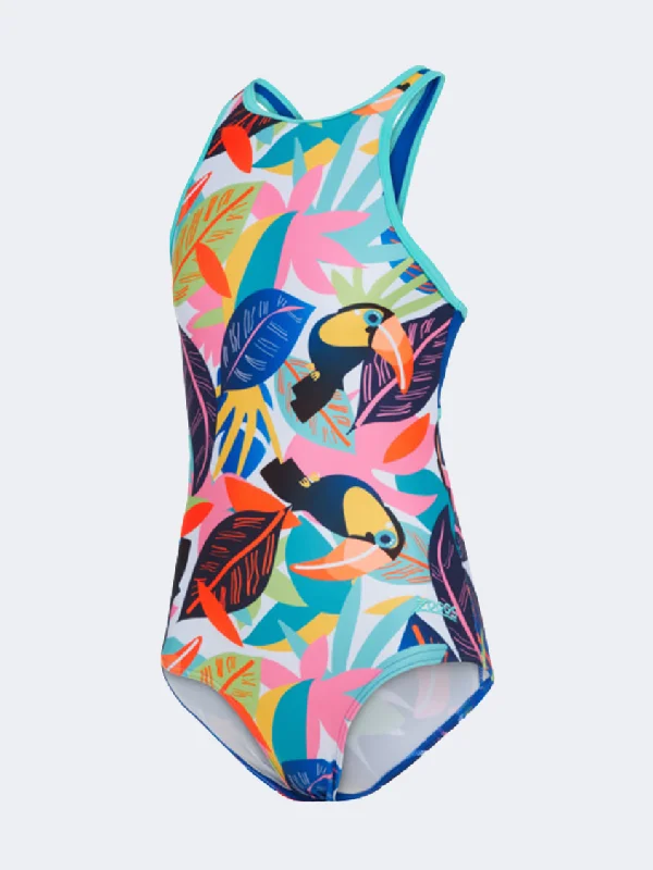 Formal One-Pieces for Occasion -Zoggs Toucan Print Hi Front Crossback Girls Swim Monokini Multicolor