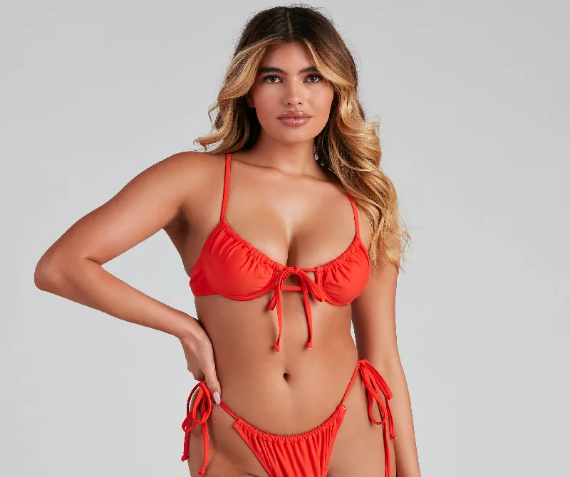 Strappy bikini for women with cross-back straps for added support and style -Beach Vibes Scrunch Demi Bikini Top