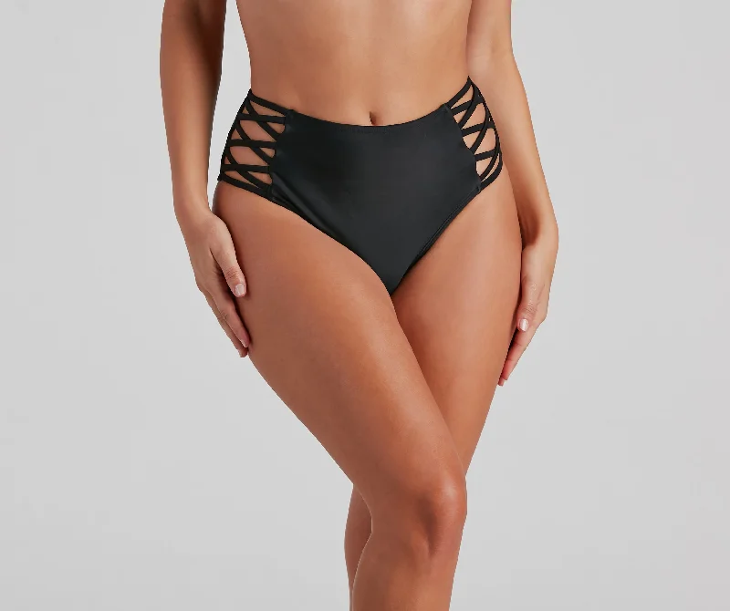 Ruched bikini for women with gathered fabric for flattering shape and texture -Calabasas Lattice Bikini Bottoms