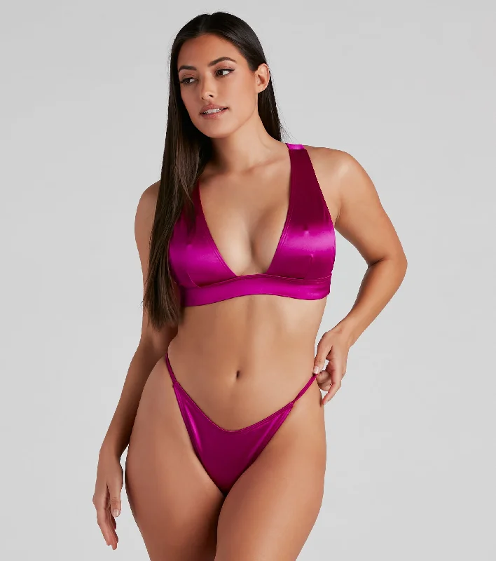 Sexy bikini for women with see-through lace panels for an alluring, seductive look -Metallic Moment Bikini Top