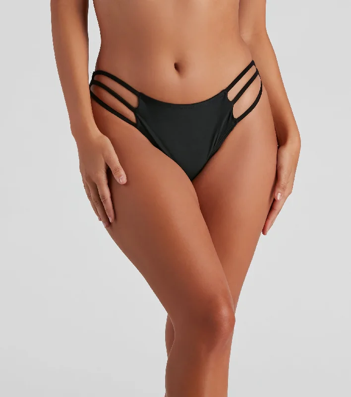 Classic black bikini for women with timeless styling and versatile wear for beach days -Sultry Talks Hipster Bikini Bottoms