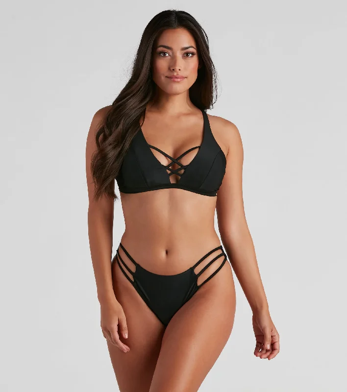 Sexy string bikini for women with thin straps and cheeky fit for bold look -Sultry Talks Strappy Bikini Top